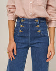 Victorine 6 Button Wide Leg Jeans