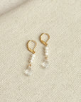 Freshwater Pearl Crystal Gold Drop Earrings