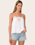 Button Back Embroidered Lace Cami
