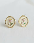 Artistic Floral Oil Painting Drop Earrings