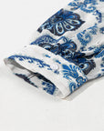 Blue Tribal Pattern Buttoned Front Loose Shirt