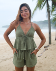 Olive Cotton Cabana Shorts