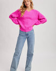V-NECK RIBBED KNIT SWEATER
