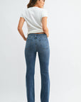 Medium Wash High Rise Scissor Cut Flare