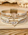 Bohemian Heart Rhinestone Magnetic Buckle Bracelet