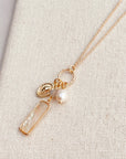 Gold Mother of Pearl Bar Pendant Necklace