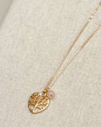 Rose Quartz Tree of Life Heart Charm Necklace