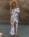 Floral Halter Neck Off the Shoulder Maxi Dress