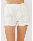 Embroidered Floral Eyelet Side Pocket Shorts