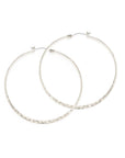 1.5" Hammered Hoop Earrings Silver