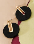 Gold Wood Circle Earrings