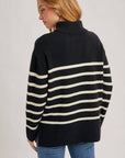 QUARTER ZIP UP STRIPE SWEATER PULLOVER