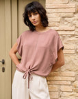 Flowy top with knot detail and elastic hem