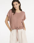 Flowy top with knot detail and elastic hem