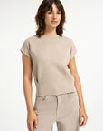 Yaya Jacquard knit top with cap sleeves