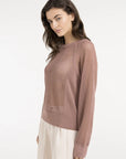 Mesh-stitch knitted sweater with raglan sleeves