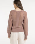 Mesh-stitch knitted sweater with raglan sleeves