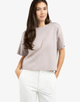 Yaya Short sleeve sweater with seam details