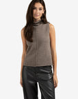 Sleeveless sweater with high neck and cable detail