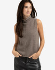Sleeveless sweater with high neck and cable detail