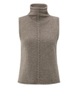 Sleeveless sweater with high neck and cable detail