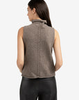 Sleeveless sweater with high neck and cable detail