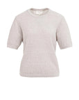 Yaya Textured knitted sweater with short sleeves