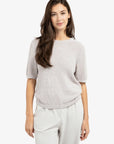 Yaya Textured knitted sweater with short sleeves