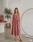  Linen dress tie on the side
