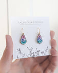 Colourful Real Flowers Teardrop Earrings - Random Colors