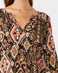 Long Sleeve Split Neck Raglan Blouse