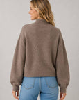 Mock-Neck Button-Up Cardigan