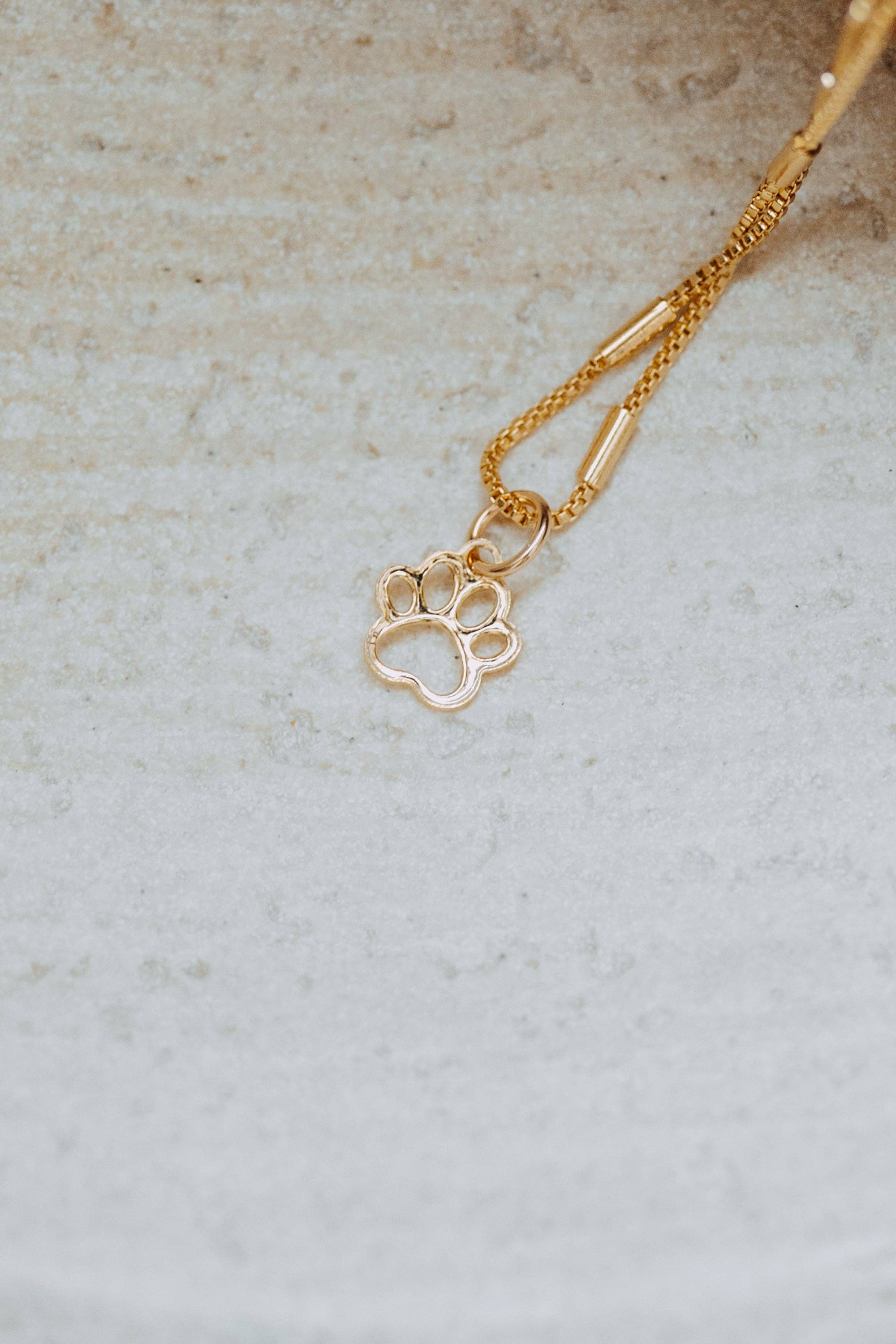 Gold Paw Print Necklace for Dog Lovers