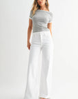Optic White Stretchy Wide Leg