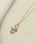 Gold Abalone Shell Charm Pearl Necklace