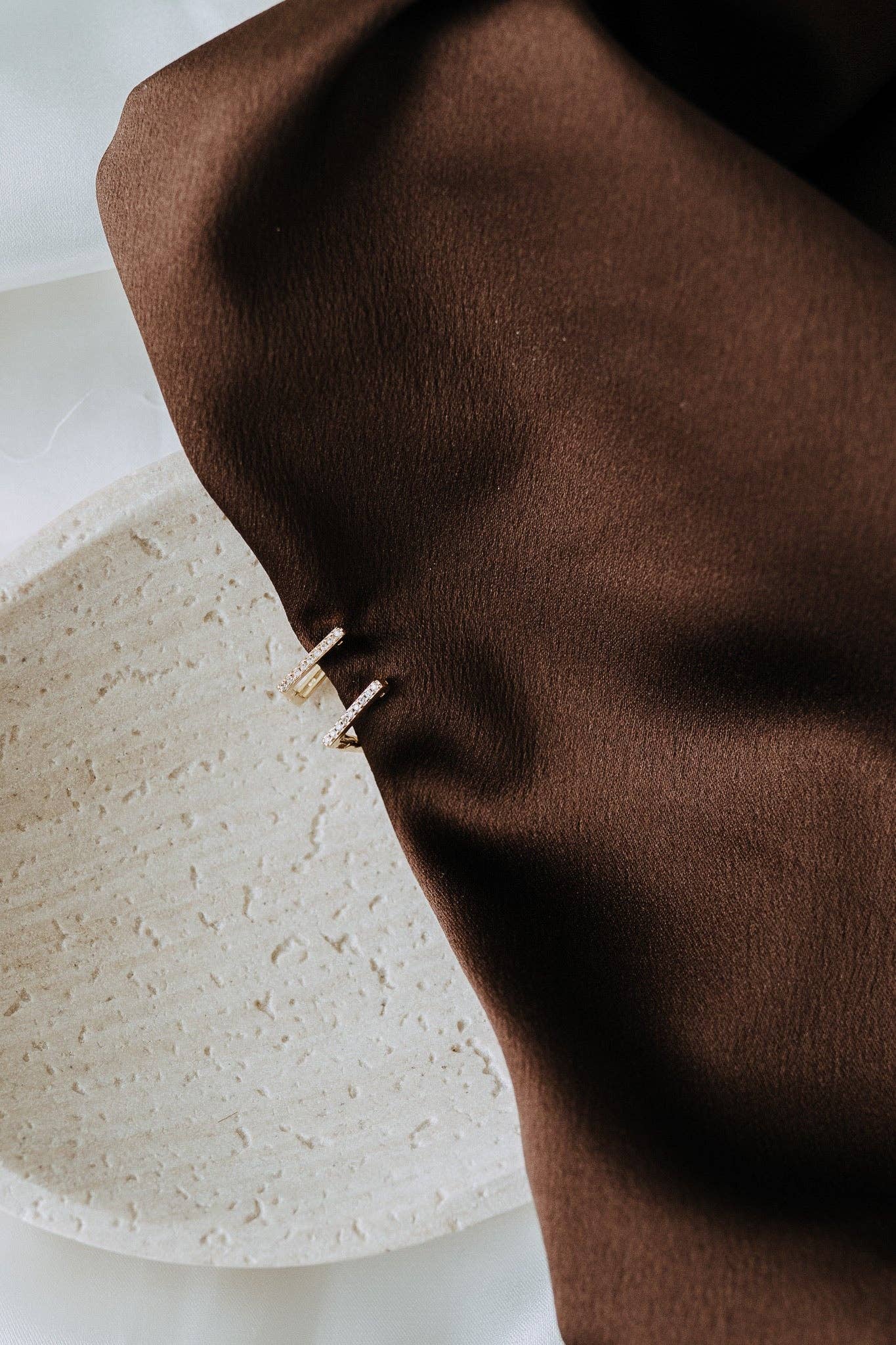 Luna Hoops Gold Filled Pavé Rectangle Earrings