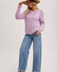Raglan Cut Open Knit Sweater Pullover