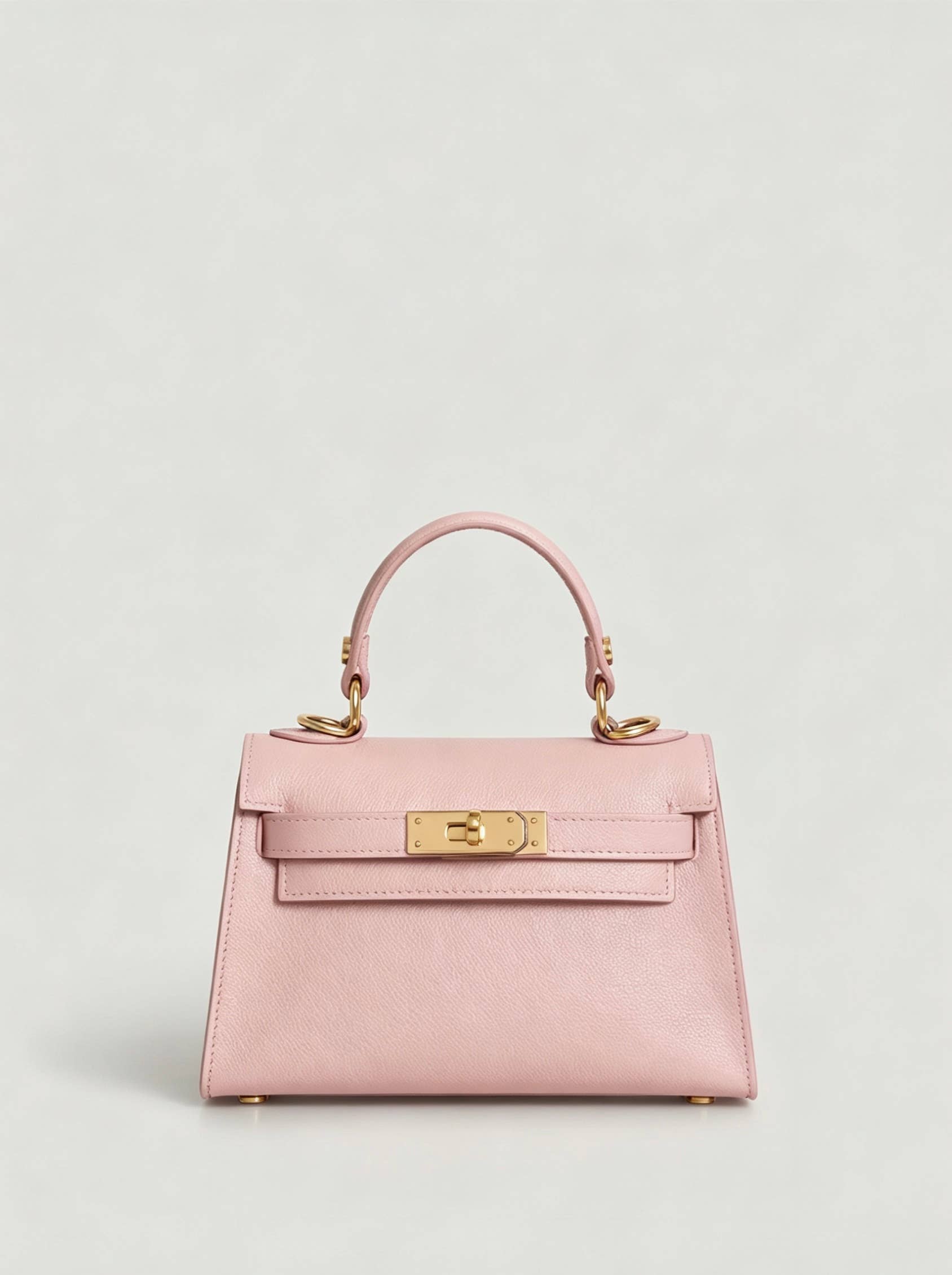 Genuine Saffiano leather handbag with strap, made in italy: Rosa