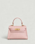 Genuine Saffiano leather handbag with strap, made in italy: Rosa