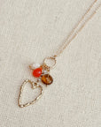 Mixed Gem Heart Charm Necklace
