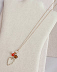 Mixed Gem Heart Charm Necklace