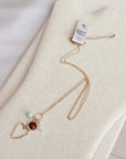 Mixed Gem Heart Charm Necklace