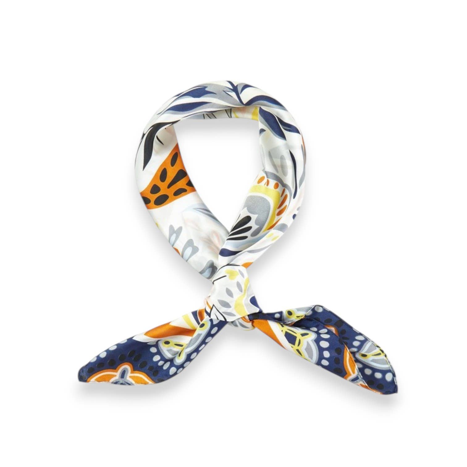 Color Floral Drawing Print Silky Square Scarf