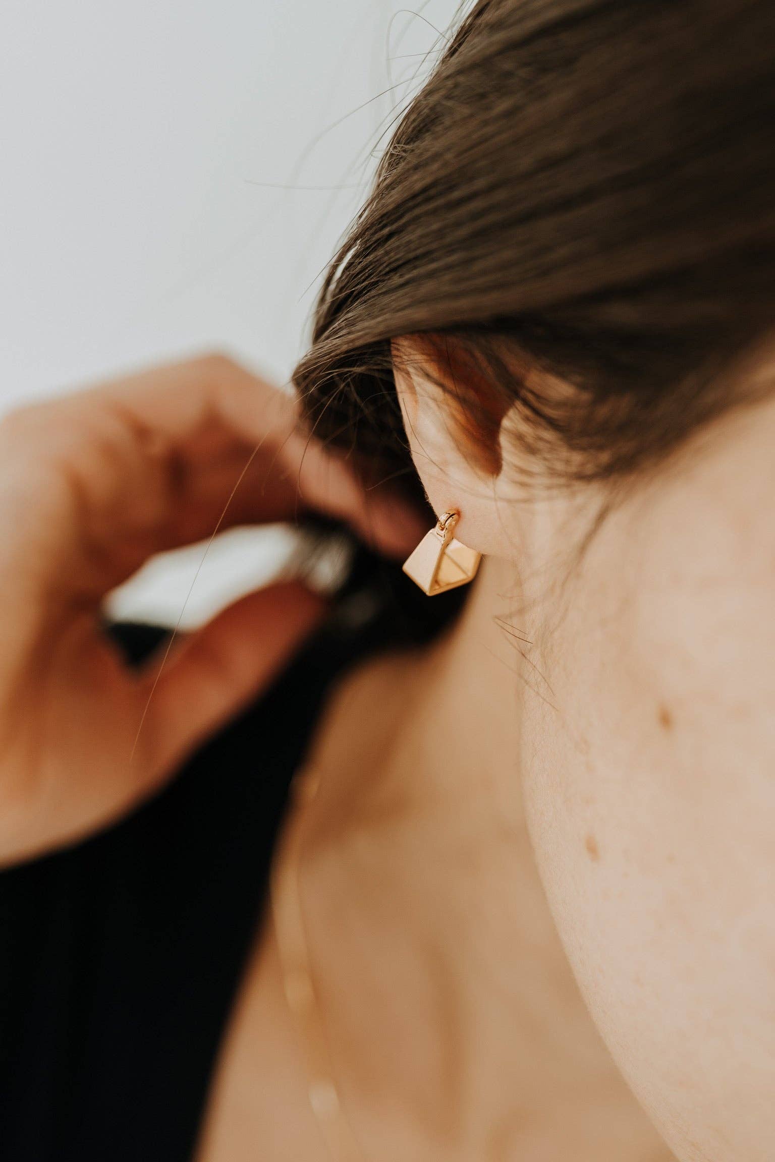Frame Hoops Gold Geometric Minimal Earrings