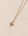 CZ Mini Dragonfly Charm Necklace Gold