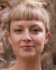 1.5" Hammered Hoop Earrings Silver