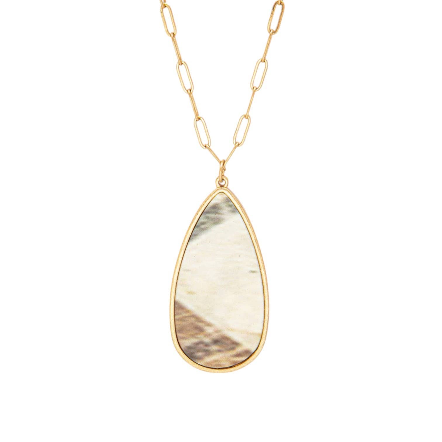 Stone Teardrop Pendant Necklace