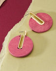 Gold Wood Circle Earrings