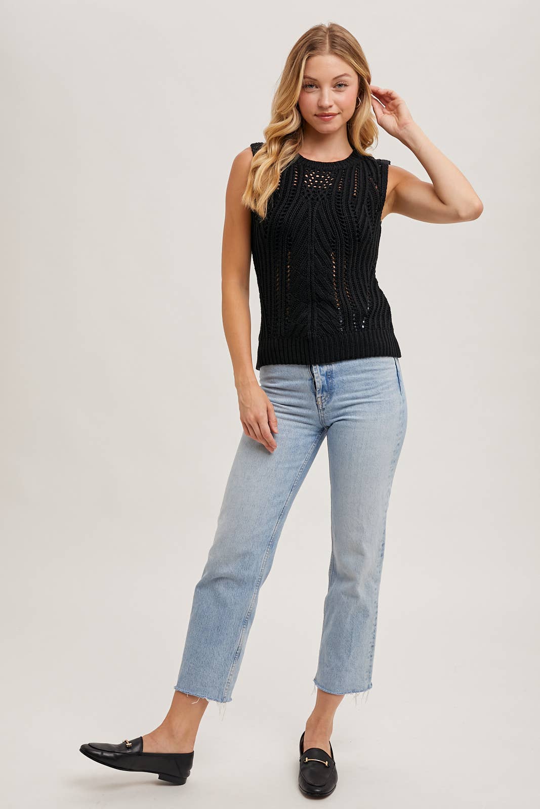 Sheer Open Knit Sweater Tank