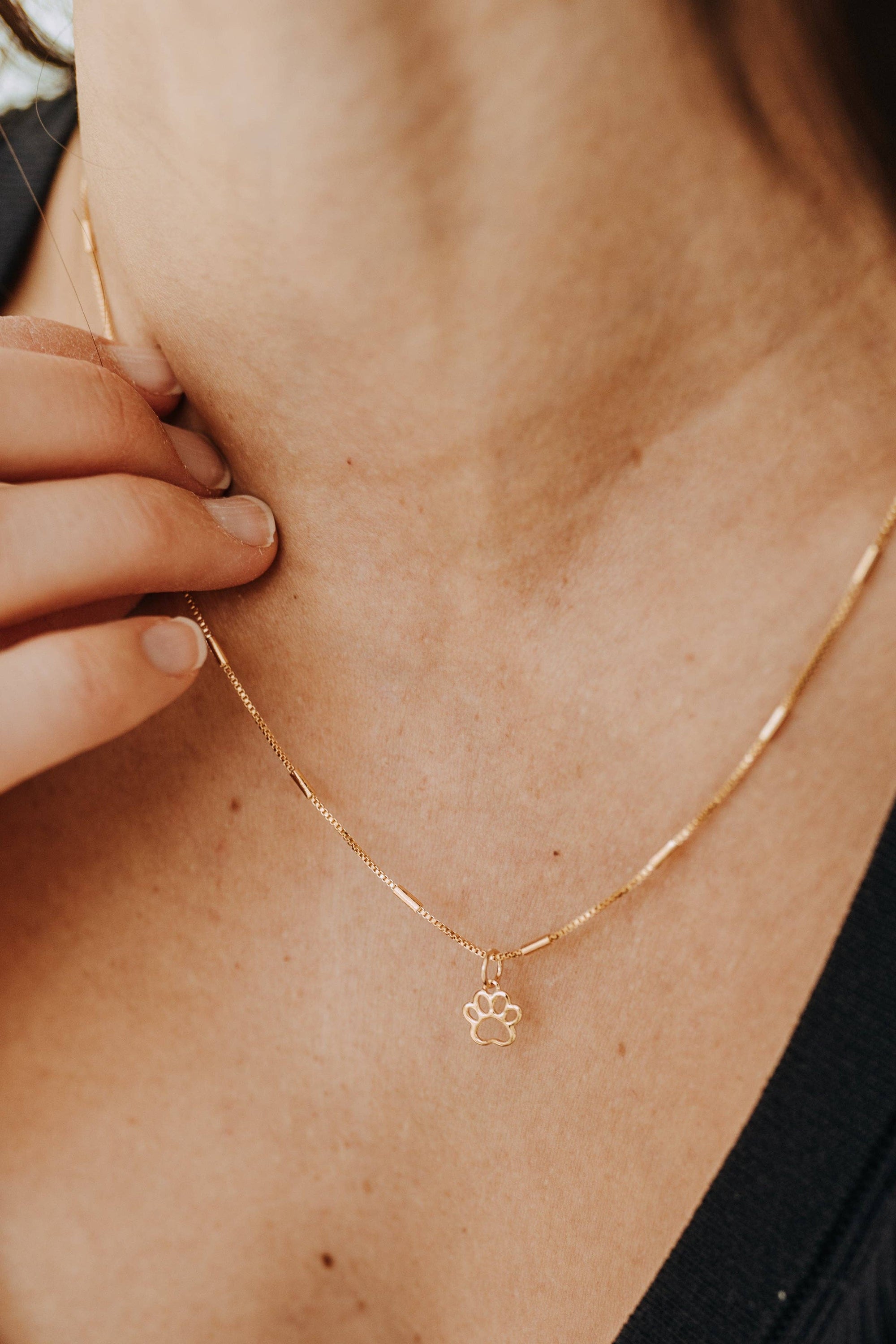 Gold Paw Print Necklace for Dog Lovers
